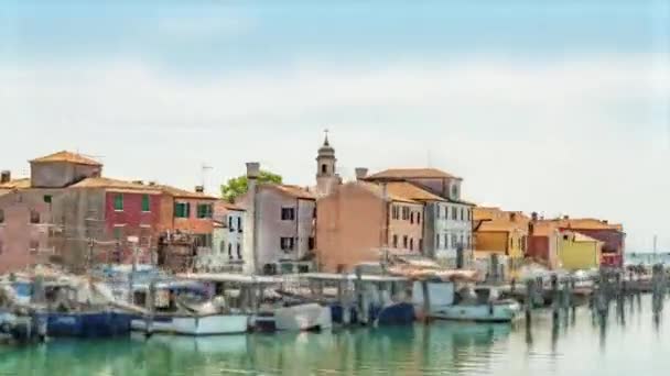 Hyperlapse Zvonice Městě Vodě Benátské Laguně — Stock video
