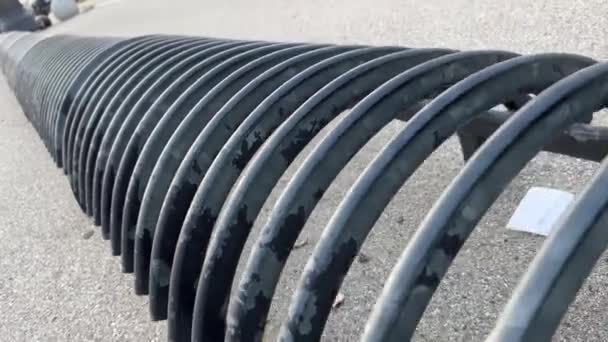 Metal Bike Rack Asphalt Road — Stock video