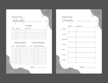 Aylık ve haftalık finans planlayıcısı Grey