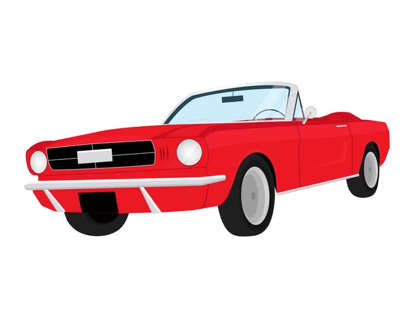 Cabriolet Rouge Sur Fond Blanc Dans Style Plat Voiture Vintage — Image vectorielle