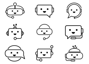  Chatbot ai 'de bir robot ile editoryal içerik için bir simge seti