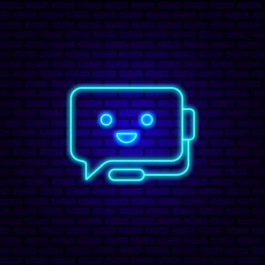  Chatbot ai - neon with robot ile ilgili editoryal içerik simgesi