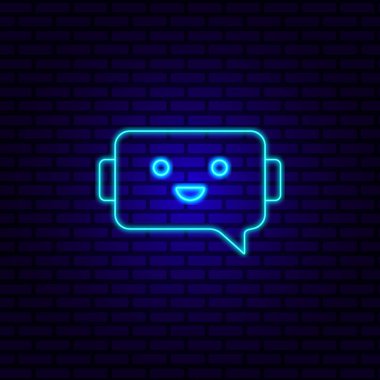  ai Chatbot 'un editoryal içeriği için simge - robotlu neon