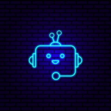 Sohbet robotunun yazı içeriği için simge - robotlu neon