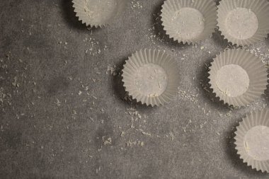 Muffin papers on the table