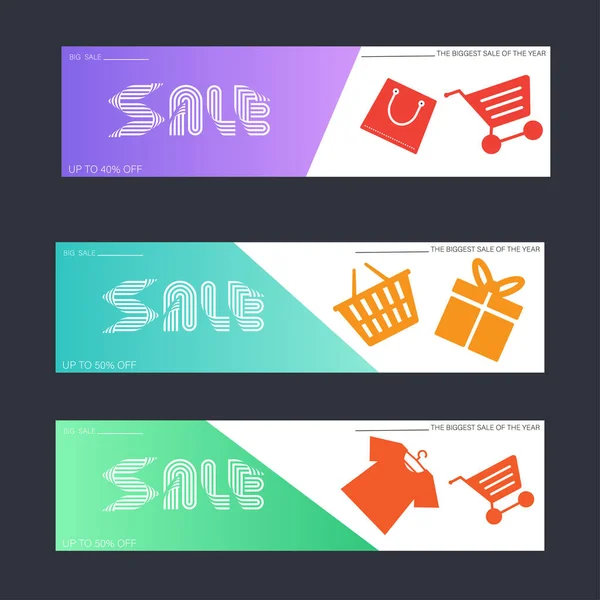 Sale Discount Vector Banners Set — Stock Vector