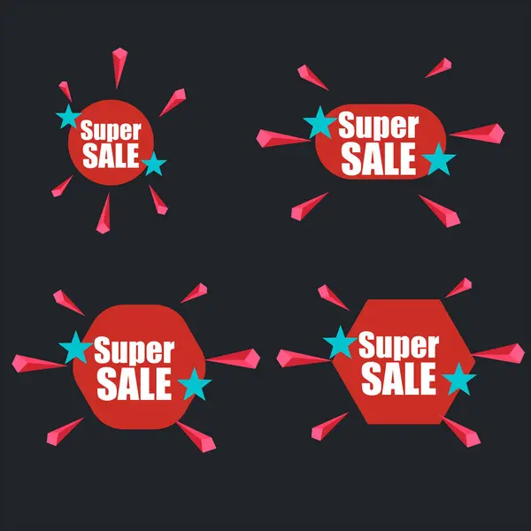 Verkaufsbanner Mit Superroten Sternen Und Schwarzem Freitag Verkaufstext Super Super — Stockvektor