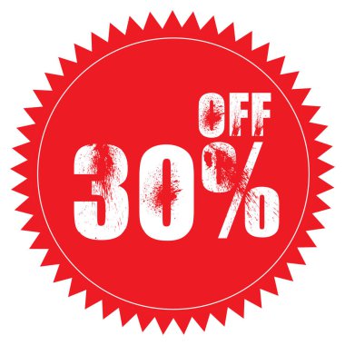 % 30 indirimli metin içeren grunge kauçuk damgası, vektör illüstrasyonu