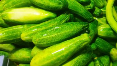 Dilimlenmiş yeşil salatalık stok videosu