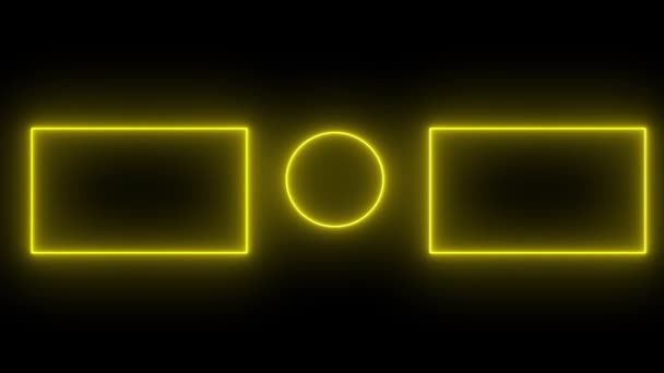 End Screen Neon Frame Isolated Black Background Seamless Loop — Stock Video