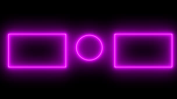 End Screen Neon Frame Isolated Black Background Seamless Loop — Stock Video