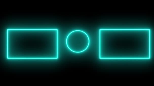 End Screen Neon Frame Geïsoleerd Zwarte Achtergrond Naadloze Lus — Stockvideo