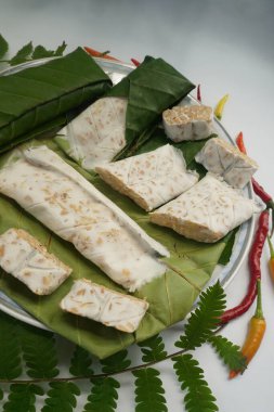 Endonezya Geleneksel Gıda 'Tempe'. Tempe Endonezya halkının en sevdiği yemek malzemelerinden biridir. Mayalanmış soya fasulyesinden yapılmış. Ayrıca, çeşitli işlenmiş yiyecekler de yapılabilir..