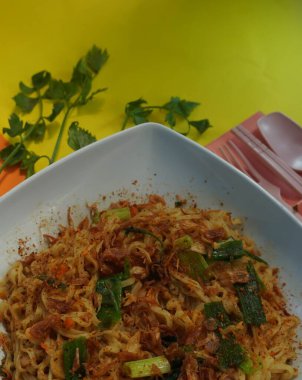 A plate of Fried Noodles. For Asian people in general, and Indonesia in particular, this food is classified as a favorite food that can be eaten anytime and anywhere.
