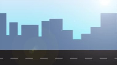 Şehir Binalarının Arkaplanı Güneşli Gün ve Trafik Yolu