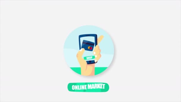 Купить Продукты Мобильным Приложением Онлайн Супермаркет — стоковое видео