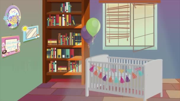 Interior Habitación Del Bebé Dibujos Animados — Vídeo de stock