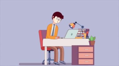 Dizüstü bilgisayar ile ofiste çalışan adam