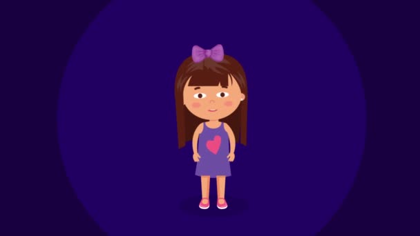 Little Sweet Cure Girl Animation — Stockvideo