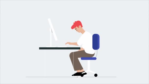 Άνθρωπος Που Εργάζονται Στο Γραφείο Υπολογιστή — Αρχείο Βίντεο