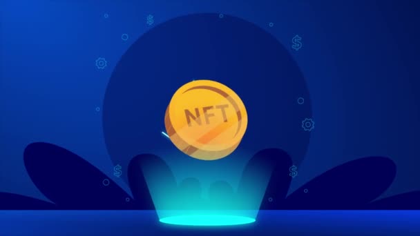 Nft Mint Utrymme Med Cryptocurrency Mynt — Stockvideo