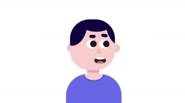 2D Animasyon Etrafına Bakan Genç Çocuk