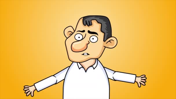 Charakter Spricht Animation Auf Gelbem Hintergrund — Stockvideo
