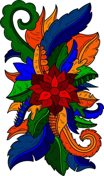 Красочный Абстрактный Цветочный Лист Украшения Шаблон Орнамент — стоковый вектор