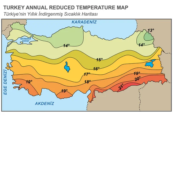 Mapa Temperatura Anual Turquía Con Descuento — Vector de stock