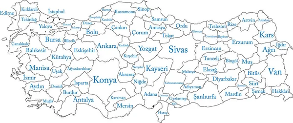 Turkey Cities Map Vector Illustration — Stock Vector
