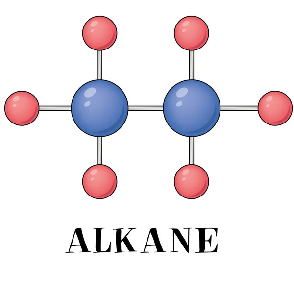 アルケン化合物は 6つの水素原子に結合した2つの炭素原子からなる エタンという単結合のC2H6である 3Dイラスト — ストックベクタ