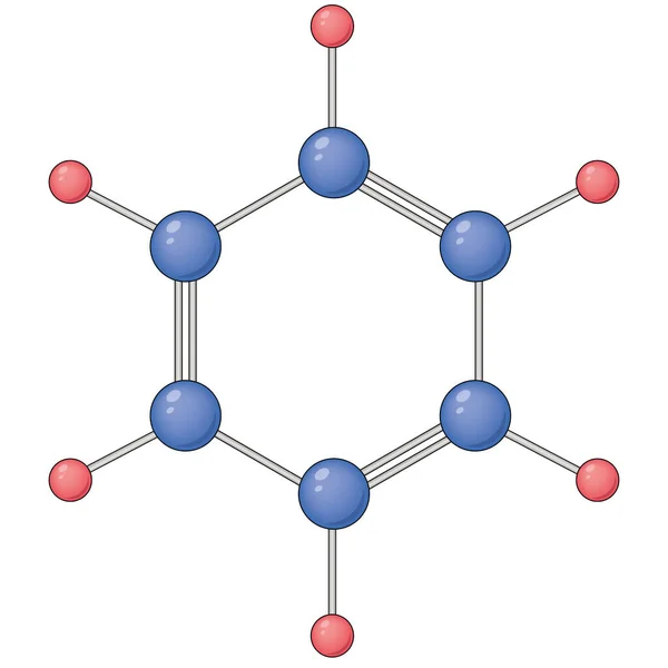 化学方面 苯环使用的3D例子是C6H6 其共振环采用双键和单键 以获得更稳定的分子 由6个碳原子组成的环 — 图库矢量图片