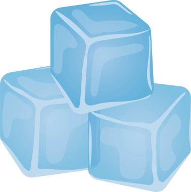 Şeffaf mavi buz küp şeklinde. Bloklar halinde donmuş su. İçmek için buzları tazeliyorum. vektör illüstrasyonu