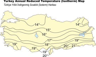 Türkiye Yıllık Düşük Sıcaklık (Isotherm) Haritası