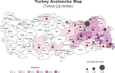 Türkiye Çığ Numarası Haritası ve Vektör illüstrasyonu beyaz arkaplanda izole edildi.