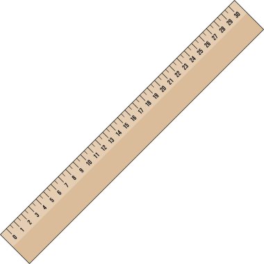 30 cm 'lik tahta cetvel. Cetvel ölçeği ile ölçüm aracı. Okul ölçüm aletleri.