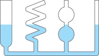 İletişim araçları deneyi. Bağlı gemi diyagramı. Fizik, teknoloji, bilim.