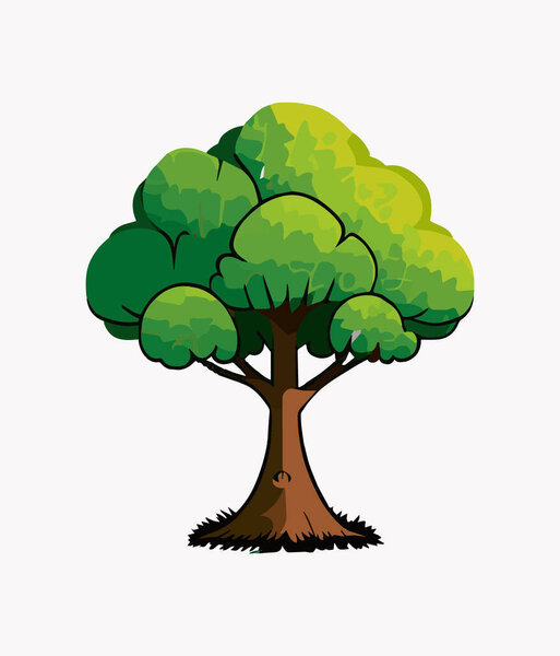 Cartoon vector isolated tree on white background