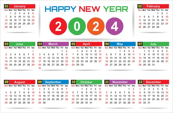 stock vector Modern 2024 calendar template editable vector