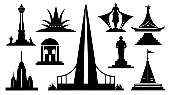 set of vector icons. different architecture. collection