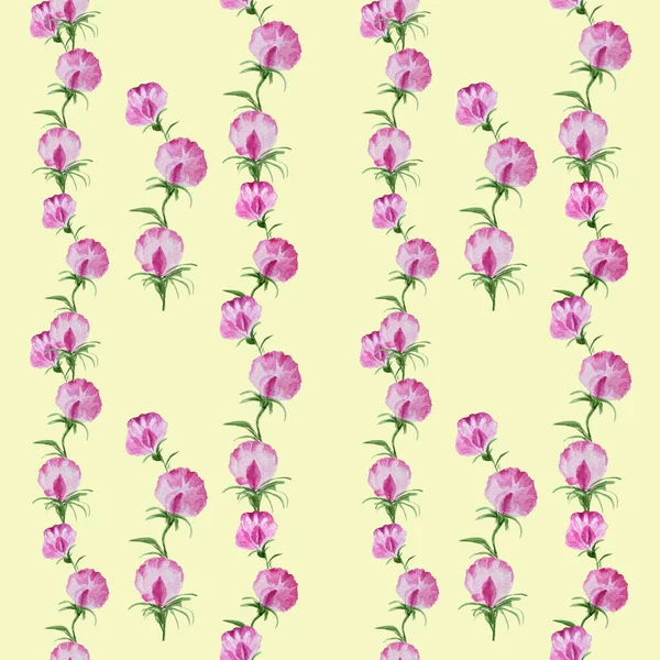 stock image Watercolor pattern of curly pink flowers. Watercolor. Little pink flowers. Texture. Spring. Summer. Fabric print.