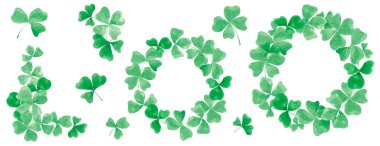 El yapımı suluboya yonca. Yonca izinleri. Aziz Patrick. Bahar. 17 Mart. Bahar tatili. Yonca. Dört yapraklı yonca. Şansa bak. Dekorasyon seti. Bir demet çiçek çerçevesi. Suluboya çerçevesi.