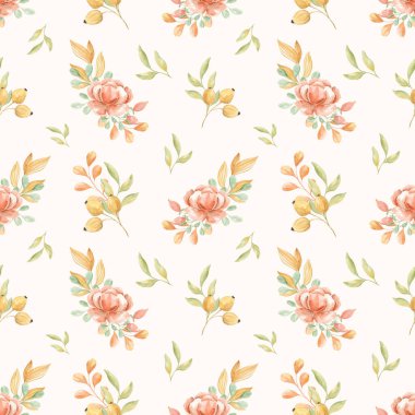 Kusursuz suluboya çiçek deseni. Sonbahar. Kumaş kalıbı. Ev yapımı tekstil. Masa örtüsü. Suluboya. Doku. Albüm koleksiyonu. Sonbahar Çiçekleri. Bahar. Düğün davetiyeleri. Tatiller