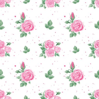 Güller pürüzsüz gül desenli. Pembe güller. Çiçekler, çiçekler. İç mekan. Ev yapımı tekstil. Temizlik kitabı. Duvar kağıdı. Gül rengi. Suluboya, doku. vintage