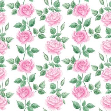 Güller pürüzsüz gül desenli. Pembe güller. Çiçekler, çiçekler. İç mekan. Ev yapımı tekstil. Temizlik kitabı. Duvar kağıdı. Gül rengi. Suluboya, doku. vintage