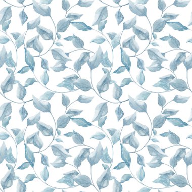 Çiçek deseni. Kusursuz bir iz. Mavi çiçek dalları. Kumaş için baskı. Duvar kağıdı. İç mekan. Çiçeksiz desen. Soyutlama. Temizlik Defteri.