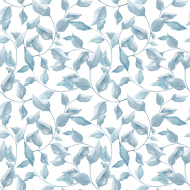 Floral pattern. Seamless print. Blue floral branches. Print for fabric. Wallpaper. Interior. Floral seamless pattern. Abstraction. Scrubbooking. clipart