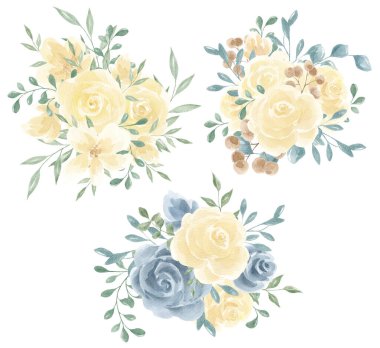 Rose wreaths, watercolor roses. Texture. Floral arrangements. Flowers. Decor for postcards. Clip art. Wedding, holiday invitation. Festive event. Decoration, scrapbooking. clipart