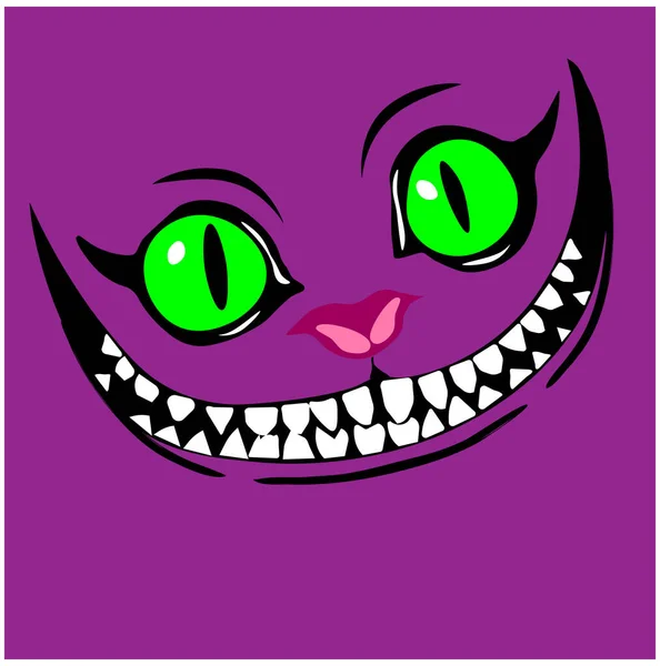 Cheshire Katze Mit Breitem Lächeln Vektorillustration — Stockvektor
