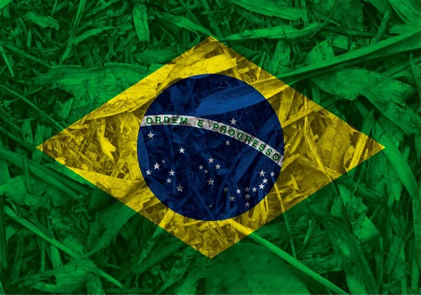Textura Brazilské Vlajky Jako Pozadí — Stock fotografie